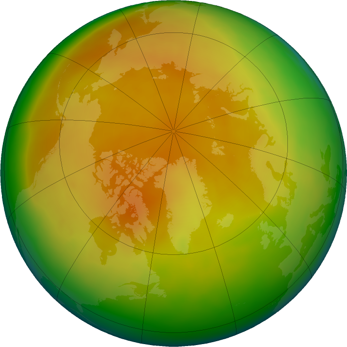 Arctic ozone map for April 2022
